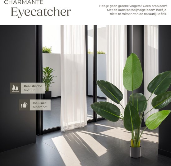 tectake® Arbre à oiseaux de paradis Tropic - Strelitzia - Plante artificielle fidèle à la nature avec des feuilles détaillées et un pot de fleurs robuste - Facile d'entretien et polyvalent - Hauteur : 120 cm