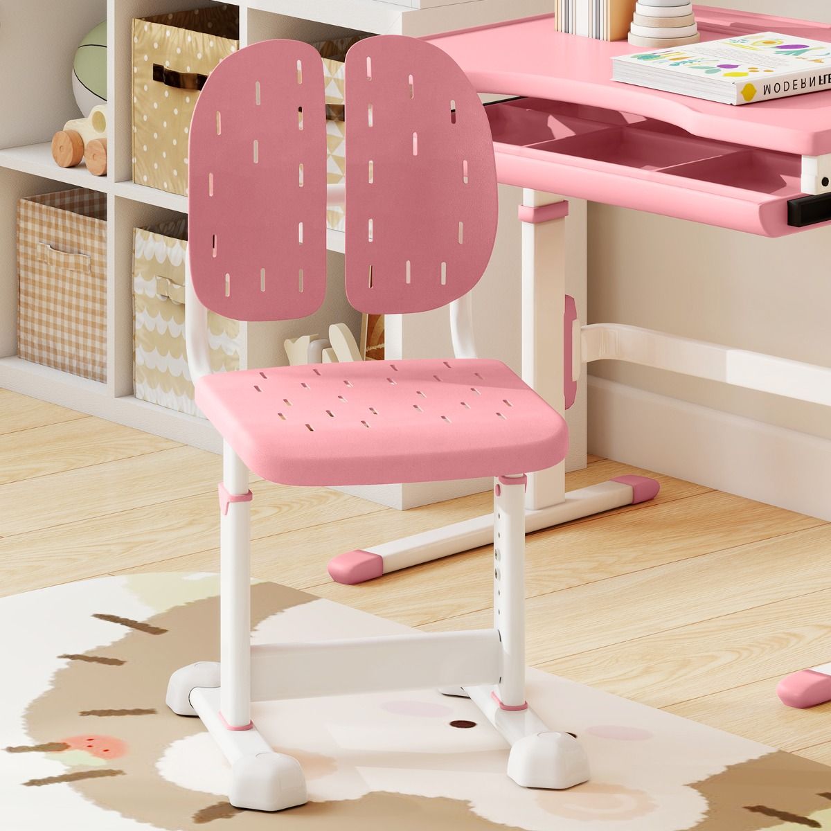 Chaise haute réglable Coast - Double dossier - Ergonomique - Rose