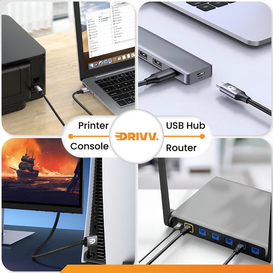 Drivv. Premium USB Extension Cable 3.0 - Male to Female - USB Data Cable - Fast Transfer - 5Gbps - Nylon - 5 Metres - Black