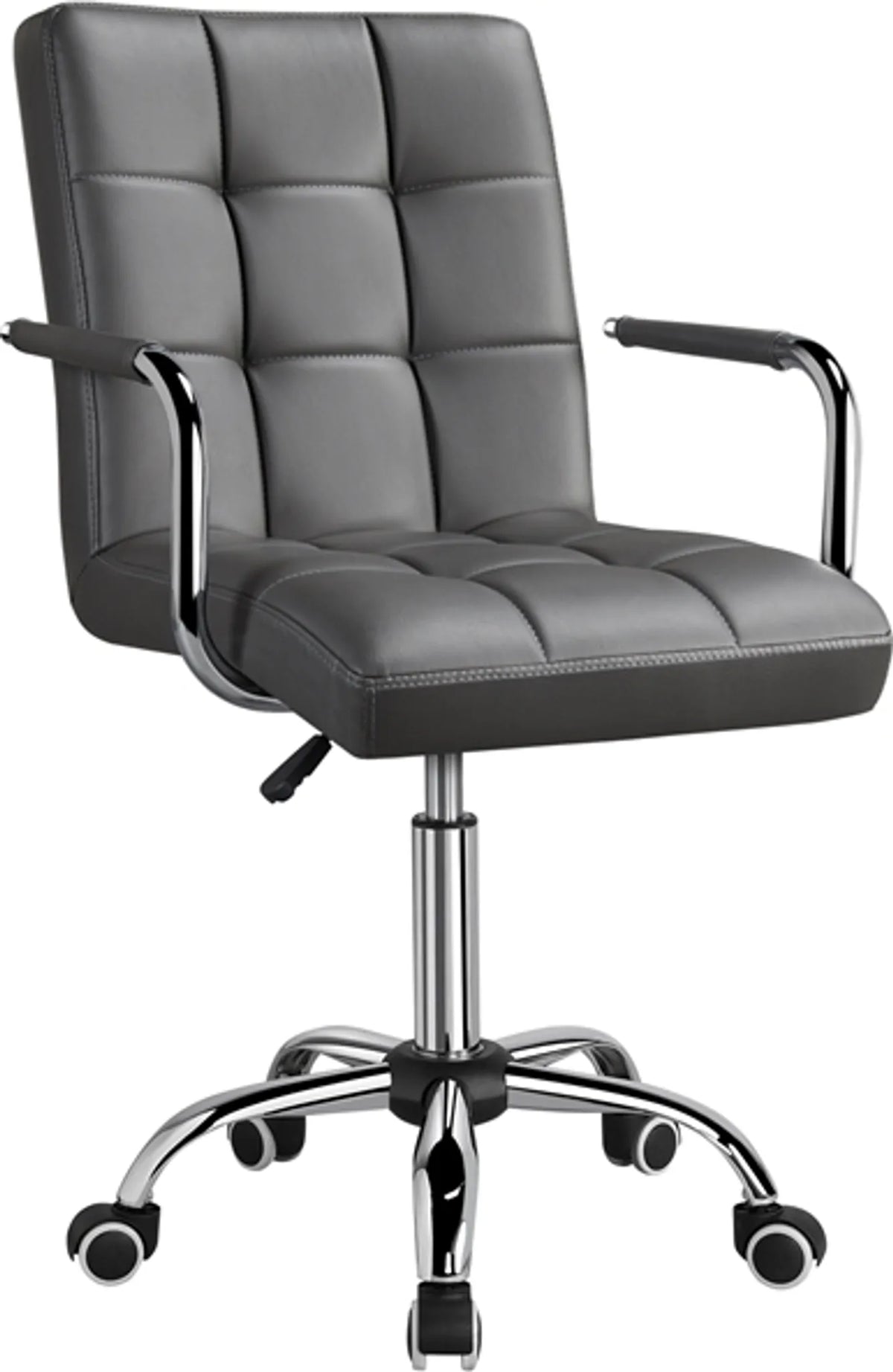 Chaise de bureau Yaheetech Luxe en simili cuir, 88,5-103 cm – Gris élégant – Polyuréthane et acier