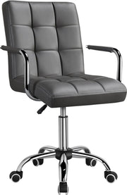 Chaise de bureau Yaheetech Luxe en simili cuir, 88,5-103 cm – Gris élégant – Polyuréthane et acier