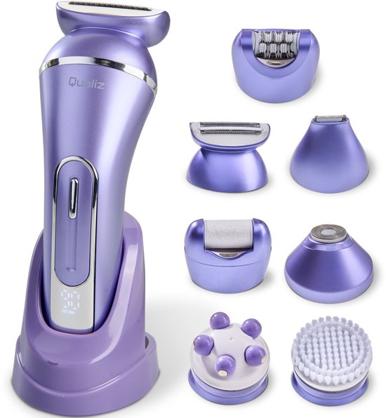 Rasoir féminin 7 en 1 - Épilateur pour femmes - Étanche IPX 7 - Rechargeable - Tondeuse pour le maillot - Rasoir intime pour femmes - Rasoirs féminins - Épilateur - Tondeuse pour femmes - Qualiz®