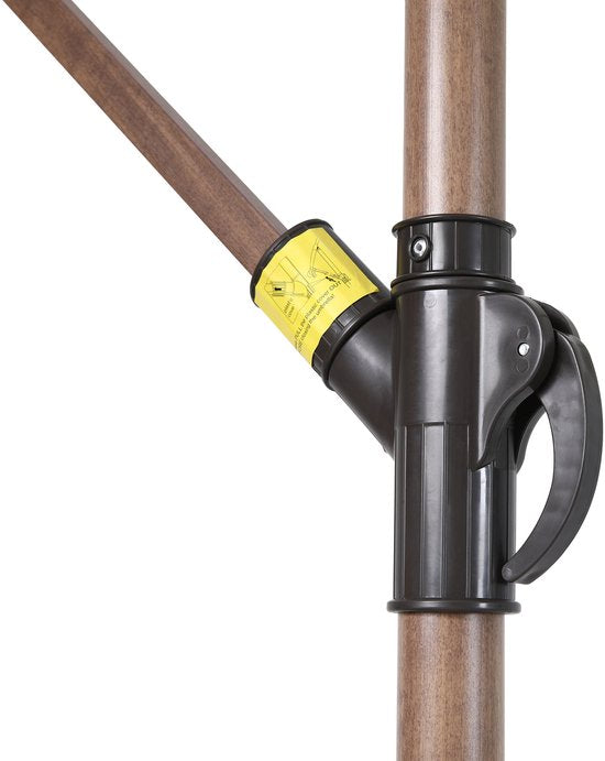 Parasol suspendu AXI Dion Ø 300 cm, aspect chêne/vert – Armature thermolaquée avec pied en croix