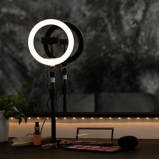 Ensemble de lampes annulaires - LURK® - LED de 8 pouces - Trépied réglable - Télécommande - Convient pour smartphone