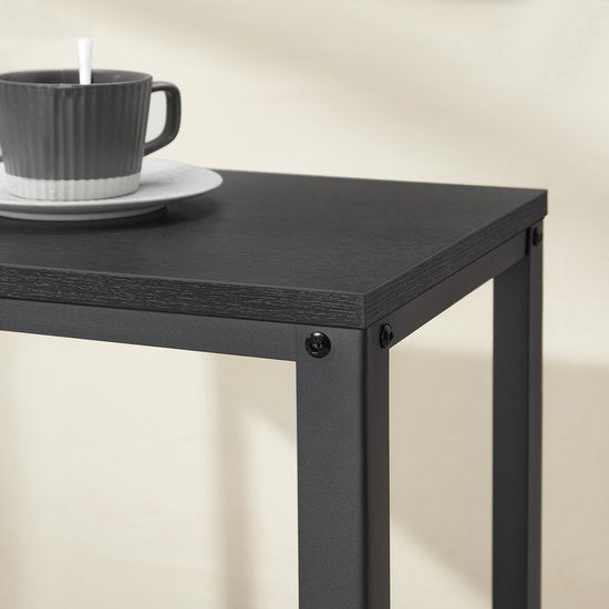 O'DADDY® Table murale - Table d'appoint industrielle - avec 2 étagères en filet - Table d'appoint 60x30x60 cm - Table de salle - couleur noir/gris foncé