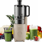 Safecourt Kitchen Slow Juicer - moteur puissant [Technologie de pré-coupe et de pression à froid] - nettoyage facile - sans BPA - juicer Beige