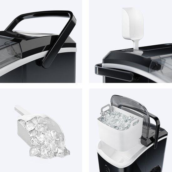 Machine à glace pilée - KitchenBrothers - avec pelle à glace - 1.1L - Portable - 15kg/24 heures - Noir
