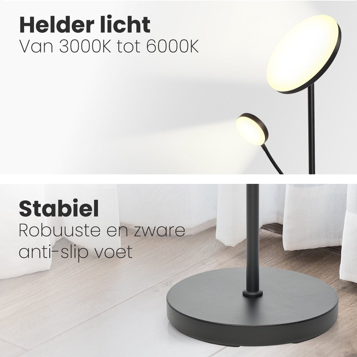 Lampadaire LED moderne Auronic -Lampadaire sur Pied  - 181cm - LED -Super Lumineux -  télécommande - chambre salon - Noir