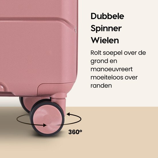 SKYCASES Urban Adventurer - Valise à main - Verrouillage par numéro - 44L - Roues pivotantes - Valise de voyage avec serrure à bagages - Trolley léger - Rose