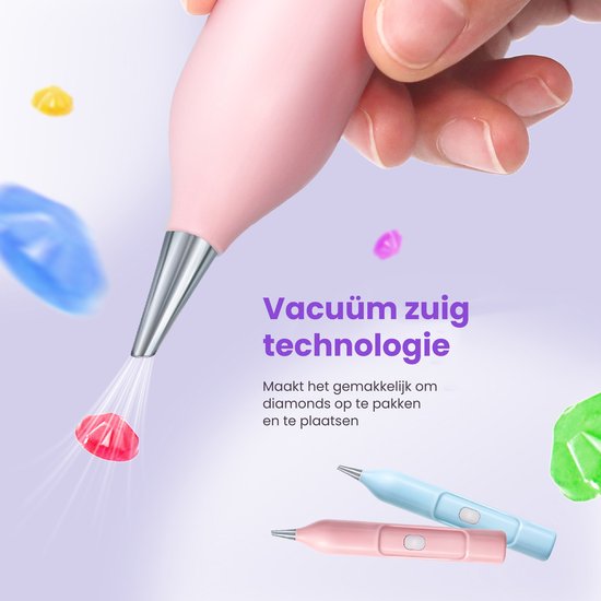 Rubye® - Stylo peintre électrique pour diamants - Avec technologie d'aspiration - Rechargeable via USB-C - Confortable à utiliser - Pour pierres rondes et carrées - Rose