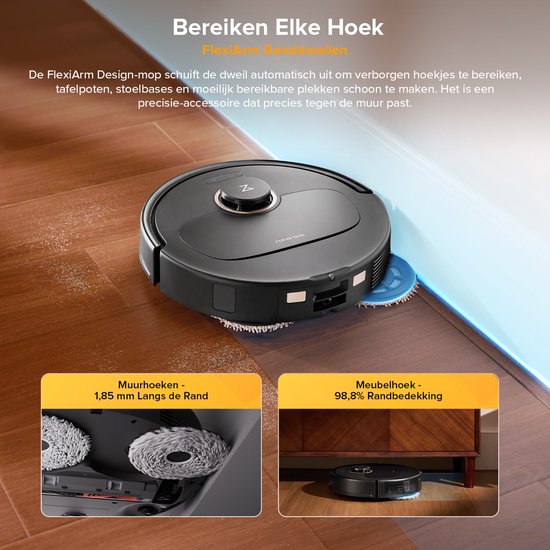 Roborock Qrevo S5V - Robot aspirateur avec station d'accueil - Puissance d'aspiration de 12 000 Pa - FlexiArm - Fonction de lavage - Évitement réactif des obstacles - Double fonction anti-enchevêtrement - Séchage à l'air chaud - Évitement des obstacles et