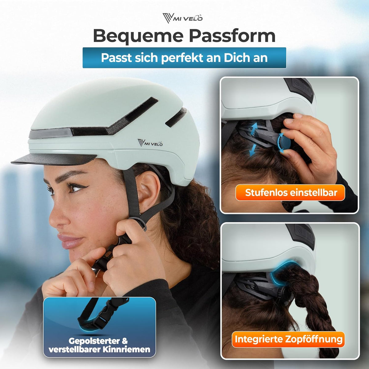 Mivelo Casque de vélo unisexe NOVA - Avec lumière - Certifié NTA jusqu'à 45km/h - Menthe - Taille L (57-61 cm)