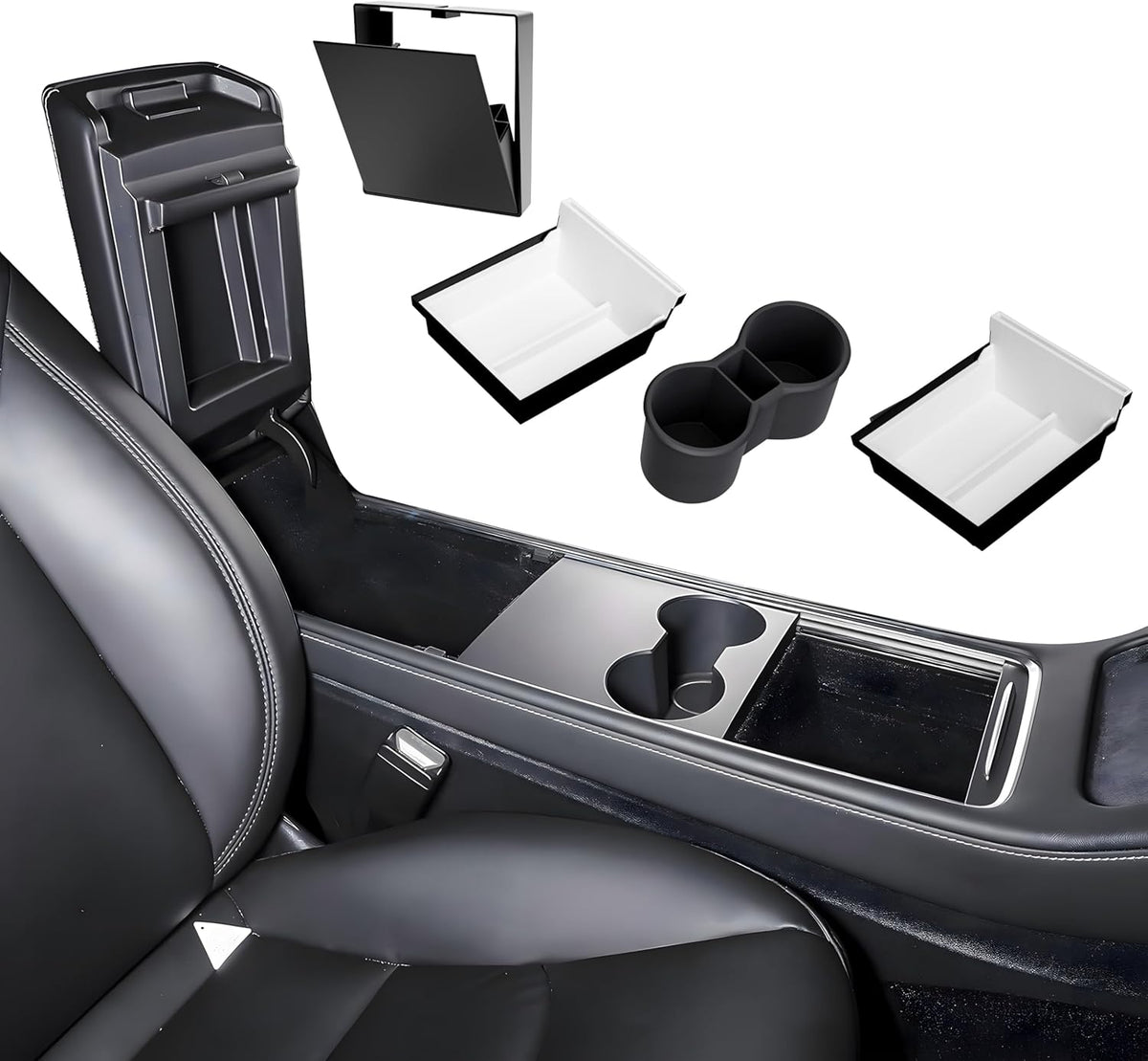 loonara Kit d'organisation de la console centrale pour Tesla Model 3 & Model Y - Noir