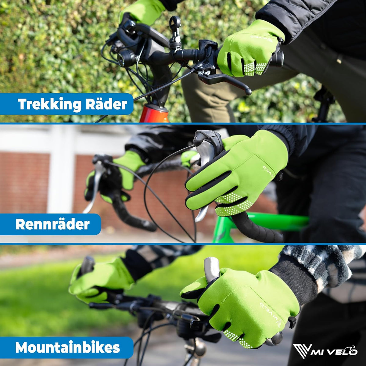 MIVELO Gants de cyclisme VELORIDER - Coupe-vent et imperméable - Grip ferme - Jaune - Taille XL