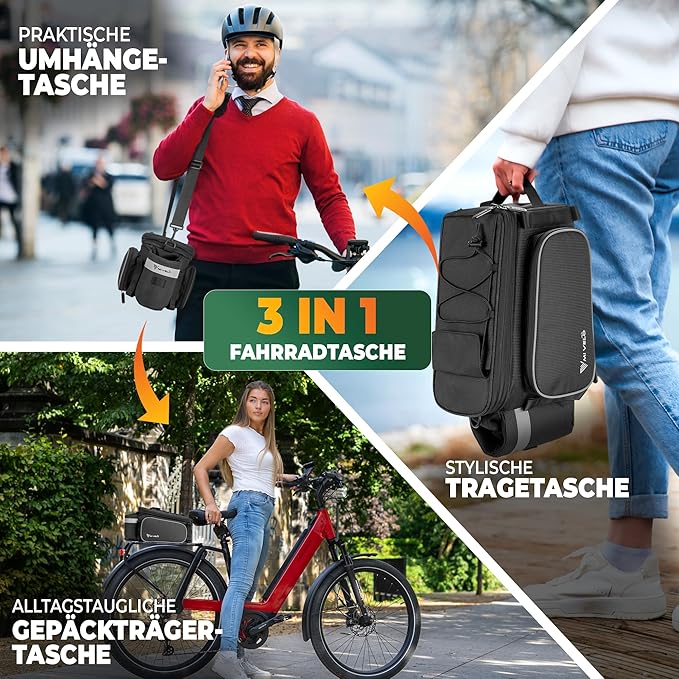 MIVELO Pannier - Imperméable et réfléchissant - 20 litres - Noir réfléchissant