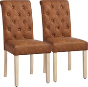 Yaheetech Lot de 2 chaises de salle à manger – Chaises de cuisine rembourrées à dossier haut – 62 x 45,5 x 98,5 cm – Marron