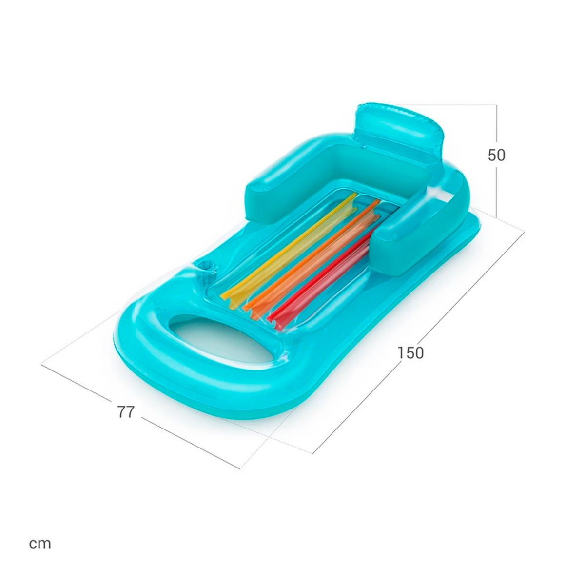 Chaise longue gonflable Bestway Summer Colors pour piscine - 150 x 77 cm - Avec dossier et porte-gobelet - Vert-bleu