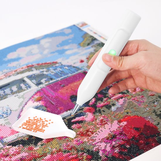 Rubye® - Stylo de peinture électrique pour diamants - Avec technologie d'aspiration - Rechargeable via USB-C - Confortable à utiliser - Pour pierres rondes et carrées - Blanc