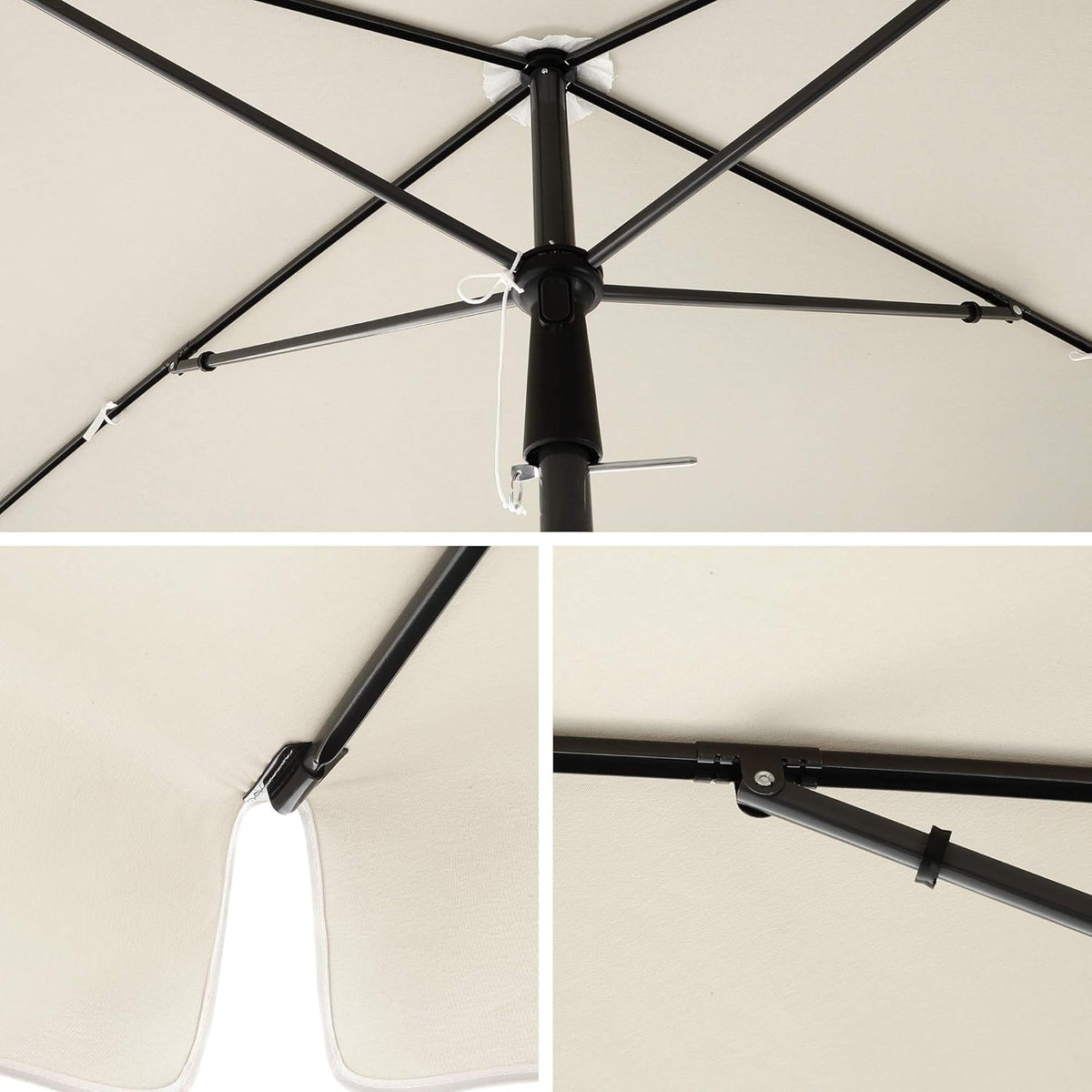 SONGMICS Parasol de balcon rectangulaire 200 x 125 cm, beige, protection UV jusqu'à UPF 50+, inclinable
