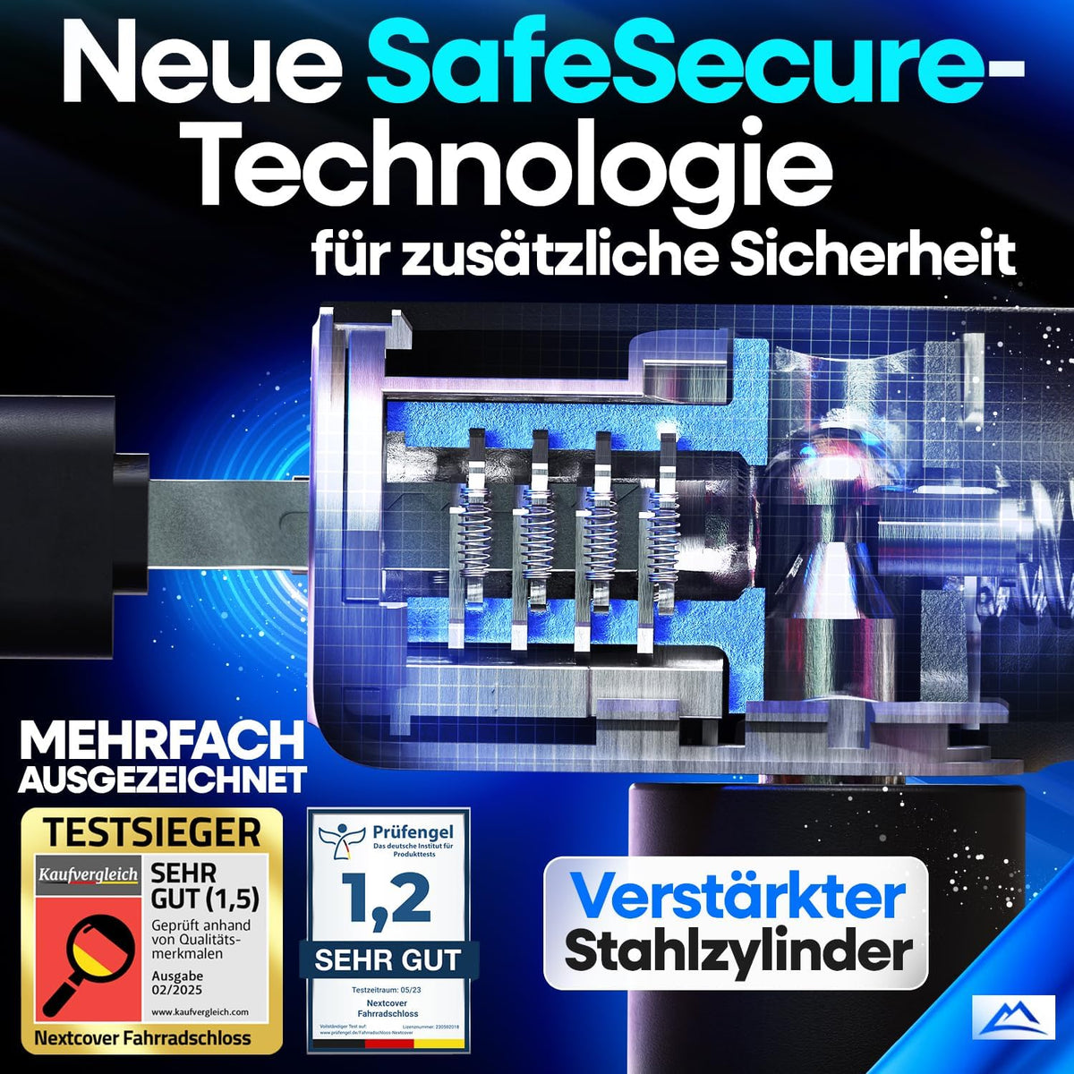 NEXTCOVER® Cadenas pour vélo LockOne avec clé - haute sécurité - robuste et durable - 3 clés