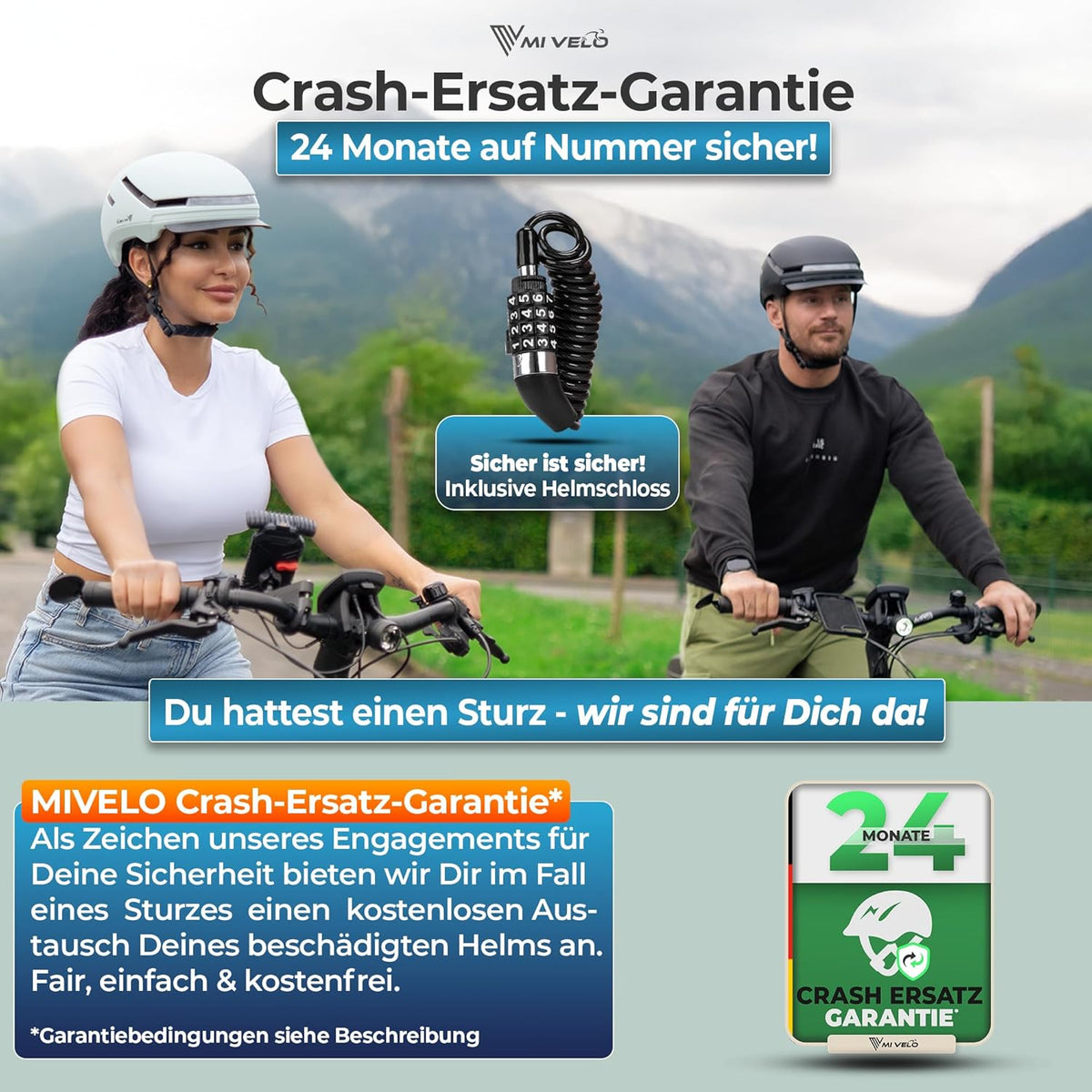 Mivelo Casque de vélo unisexe NOVA - Avec lumière - Certifié NTA jusqu'à 45km/h - Menthe - Taille L (57-61 cm)