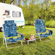 Ensemble de chaises de plage et de table Coast - Réglables sur 5 positions - Pliables - Bleu - Lot de 2 chaises de plage et d'une table