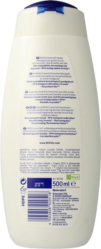 Crème de douche Nivea Soft 500 ml