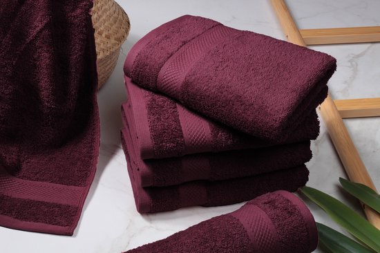 Serviettes DoubleDry XL 70 x 140 - lot de 6 - qualité hôtelière 500 g/m² - 6 x rouge bordeaux
