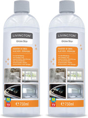 Nettoyant pour vitres et surfaces Livington GlassStar, 2 x 750 ml - Pour le Livington Window Buddy - Nettoyage sans traces - Sans parfum