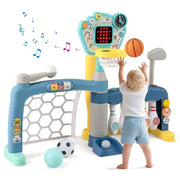 Jouet sportif 5-en-1 Coast pour tout-petits - panier de basket, cage de foot, golf, bowling, baseball - multicolore