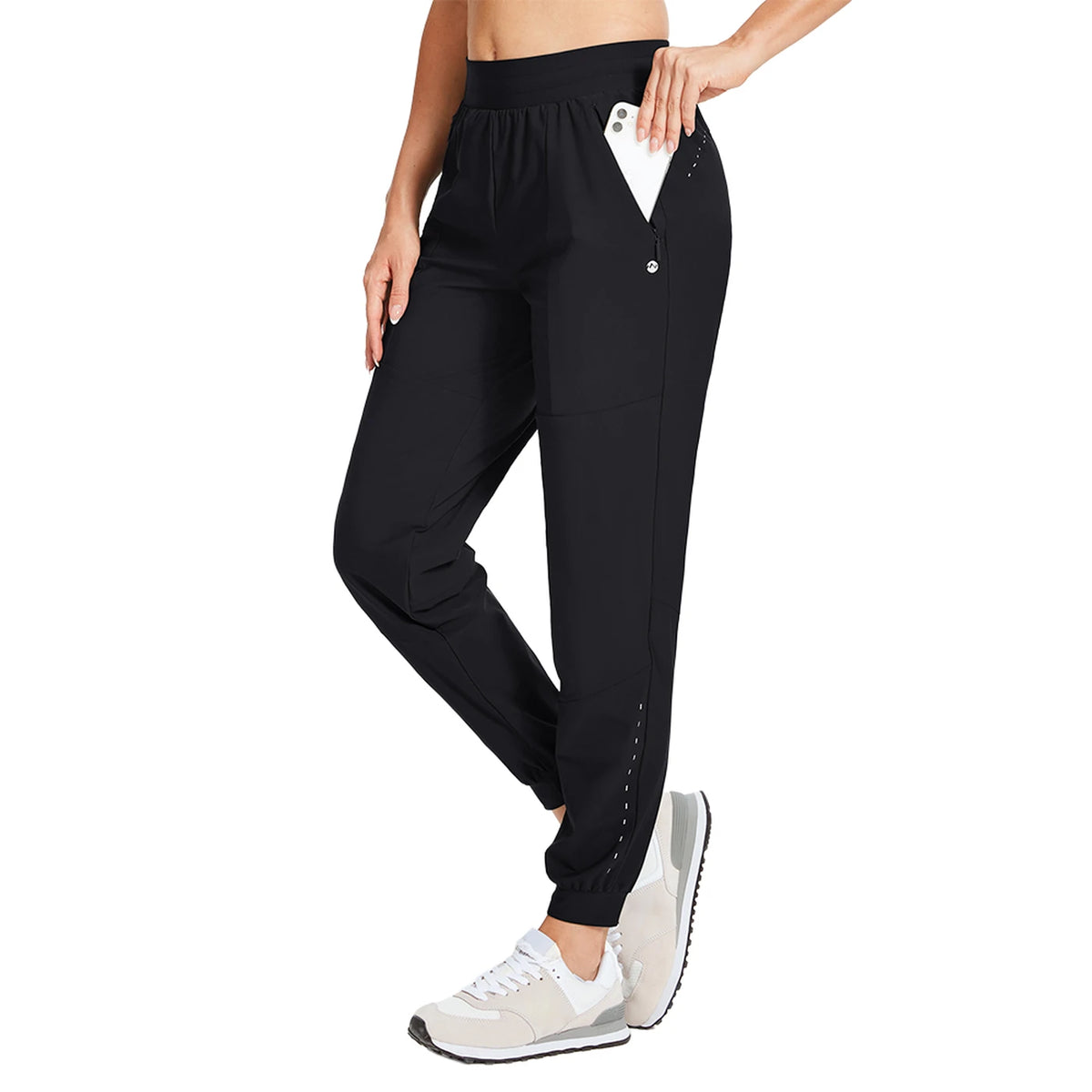 Pantalon de jogging Willit pour femme - Léger et à séchage rapide - Avec poches zippées - M - Noir