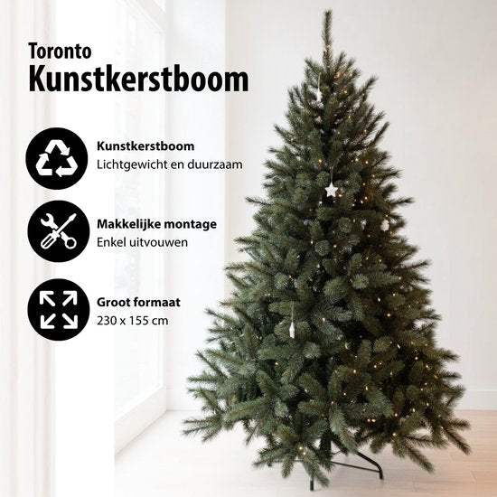 Black Box Trees Toronto Deluxe - Sapin de Noël artificiel au volume généreux et doté de 1 562 branches - Décoration de Noël d'intérieur - Structure à charnières pour un montage rapide - H 230 x Ø 155 cm - Vert