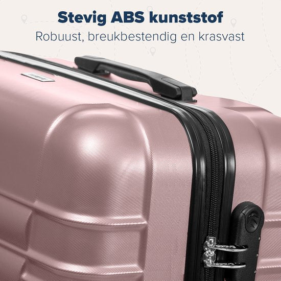 TRVLMORE Set de valises - 3 pièces - 38L Hand Luggage + 70L and 110L Spacious Luggage - Lightweight - Trolley - Travel Suitcase Set - Rose Gold