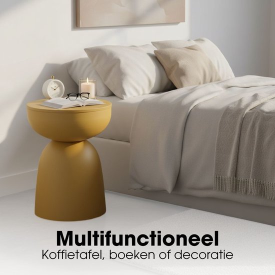 Table d'appoint Mica Decorations Elliot - Table d'appoint ronde H45 x Ø32 cm - Petite table d'appoint pour le salon ou la chambre - Idéale comme table pour plantes - Fer avec revêtement par poudrage - Jaune ocre