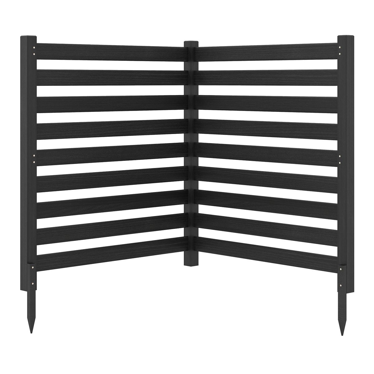 Clôture de jardin Coast en 2 parties - brise-vue autoportant avec poteaux métalliques - noir - 98 x 107 cm
