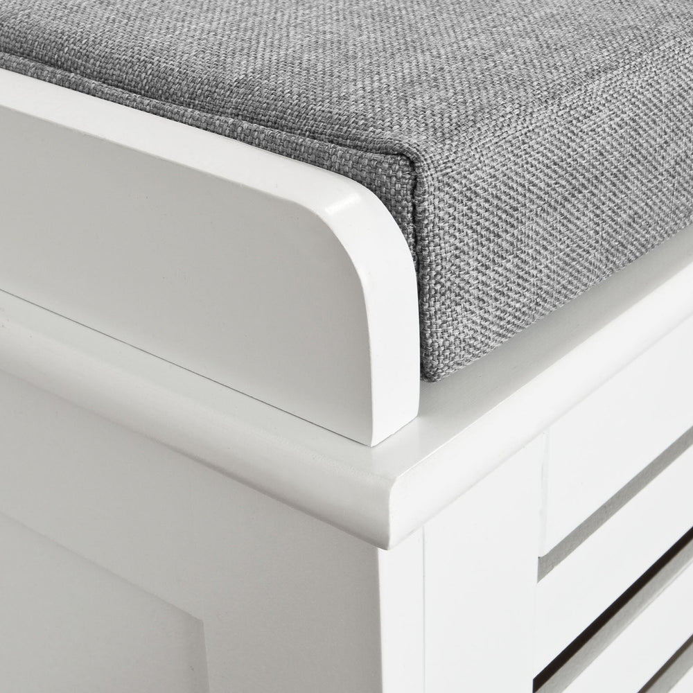 Meuble à chaussures - SoBuy 2 paniers amovibles – Coussin d’assise – Banc de rangement – 71 x 34 x 43 cm – Blanc