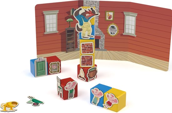 Geomag MagiCube Story Building Les Trois Petits Cochons - Jouet magnétique - 42 pièces - À partir de 3 ans