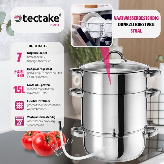 Tectake Extracteur de vapeur - Ø 26 cm - acier inoxydable - Induction