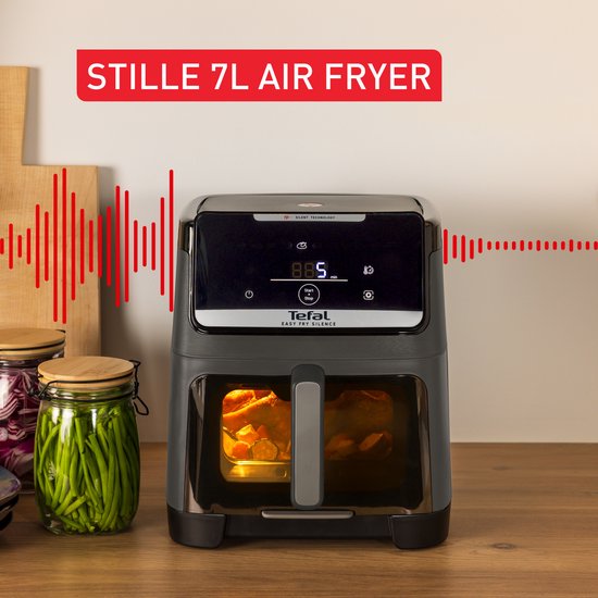 Tefal Easy Fry Silence XXL EY846H - Friteuse à air chaud silencieuse XXL 7 L - 1 700 W - 43 dB - 10 programmes - 55 % plus rapide - Pour 8 personnes