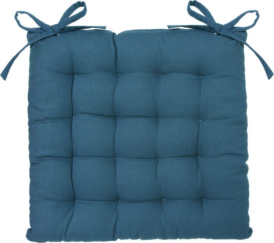 Coussin de jardin Atmosphera - bleu indigo - coton - 36 x 36 x 4 cm - coussin d'assise
