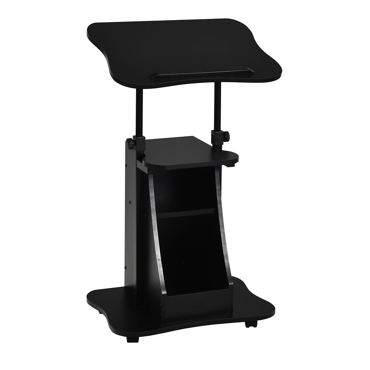 Chariot pour ordinateur portable Coast - réglable en hauteur - plateau inclinable - avec espace de rangement - noir