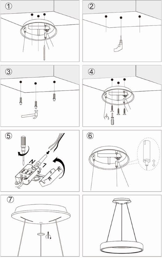 Suspension Ringlede 2695ZI argentée, ronde, 48 cm, hauteur réglable, en plastique et acier, design moderne Steinhauer pour usage intérieur