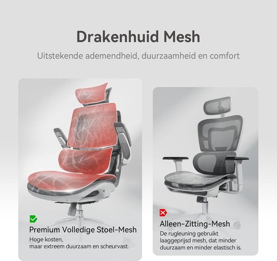 Sihoo M59AS : chaise de bureau ergonomique - Accoudoirs réglables en 3D et rabattables à 90° - Double dossier avec soutien lombaire adaptatif - Coussin d'assise en forme de selle - Maille de haute qualité - Certifié BIFMA/SGS - Jusqu'à 150 kg - 43,5 x 50,