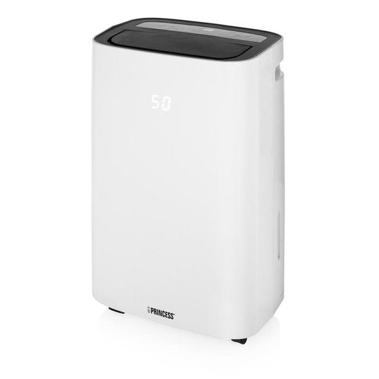 Déshumidificateur Princess 368020 Smart – Réservoir d'eau de 6 L – 350 W – Commande via Wi-Fi et application – Humidité réglable – 2 vitesses – Minuterie – 42 dB – Blanc