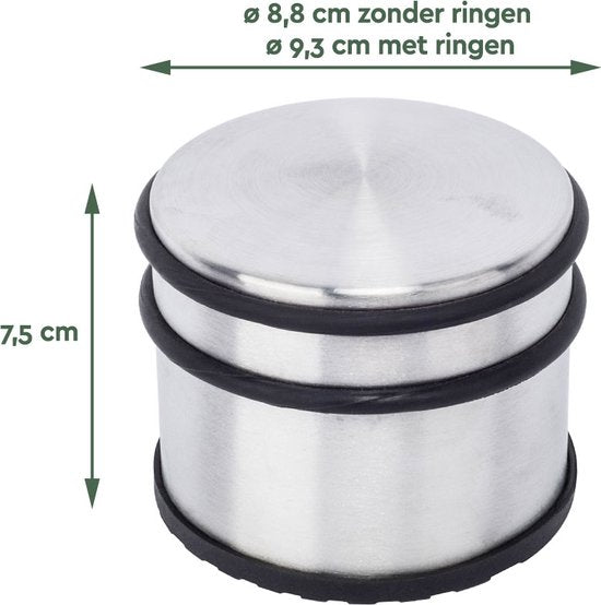 BRASQ Lot de 4 butoirs de porte - Butoir de porte en acier inoxydable avec revêtement antidérapant - 1,1 kg Pour l'intérieur et l'extérieur - Butoir de porte ⌀9 x 7,5 cm
