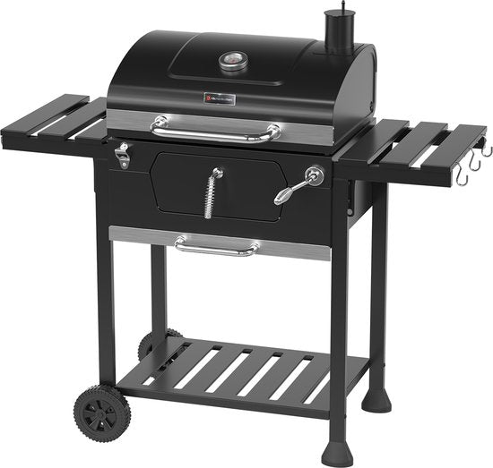 Barbecue charbon - KitchenBrothers - Gril et fumoir 2-en-1  - Surface de cuisson 42x57cm