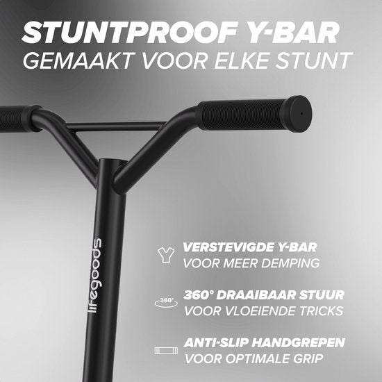 LifeGoods Stuntstep Fly Pro - 6+ Years - Marchepied pour enfants - Garçons/Filles - 100mm - 100KG - Noir