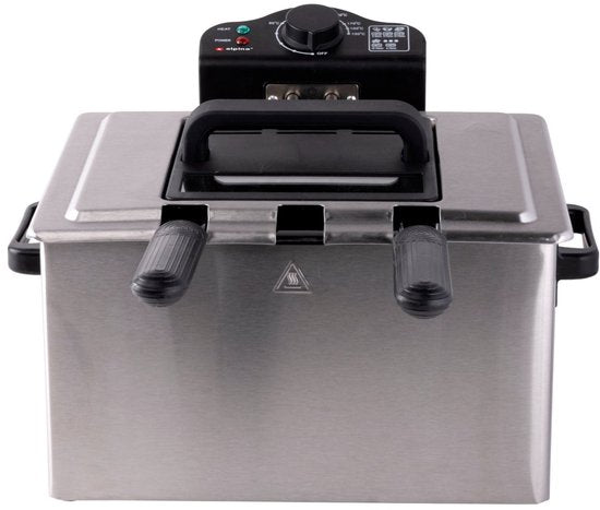 Friteuse Alpina 5 litres - Friteuse double avec 3 paniers - Friteuse à température réglable jusqu'à 190 °C - Friteuse 2 000 W - avec hublot - en acier inoxydable