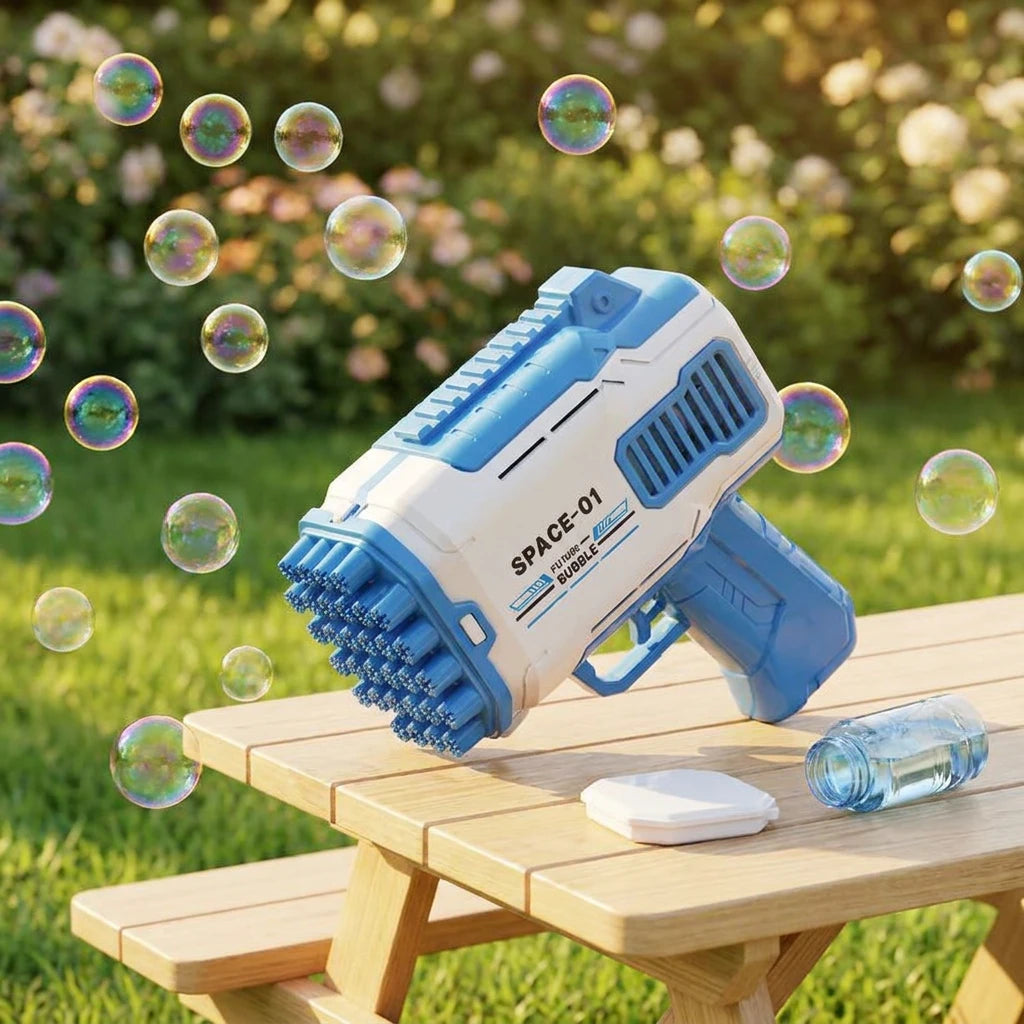 Portable - lance à bulles automatique et pratique - bleu et blanc - lance à bulles électrique