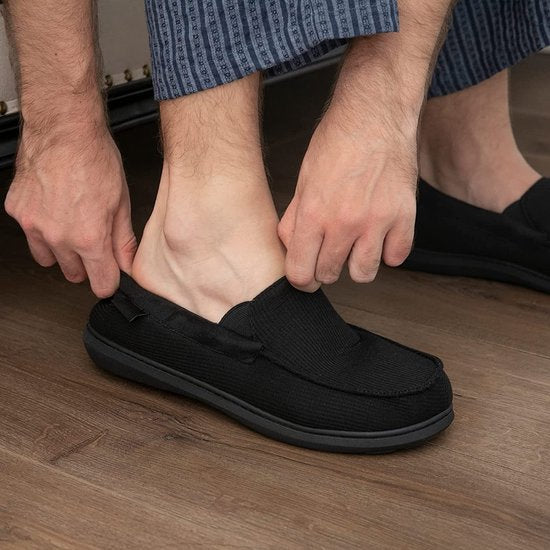 Chaussons Hommes - Chaussons - Mocassins - Noirs - Antidérapants - Taille 44/45 - Comfeet